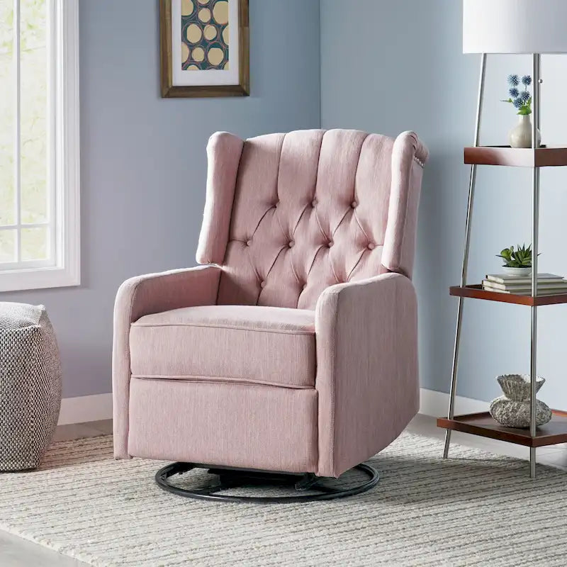 Fauteuil inclinable pivotant Mohaven contemporain à dossier capitonné avec oreilles par Christopher Knight Home