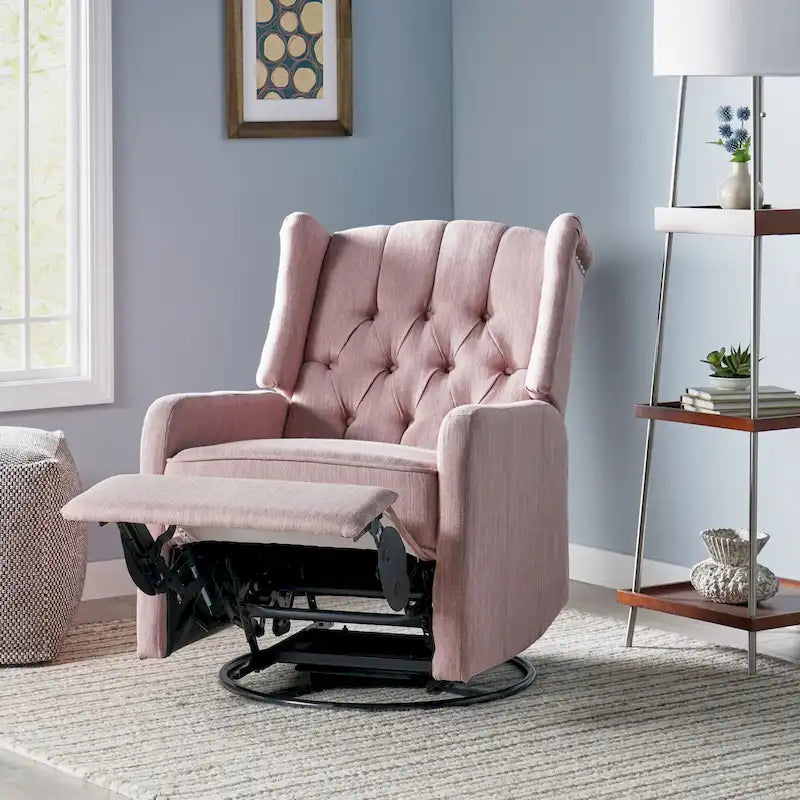 Fauteuil inclinable pivotant Mohaven contemporain à dossier capitonné avec oreilles par Christopher Knight Home