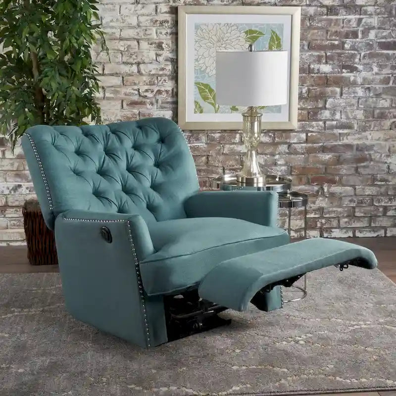 Fauteuil inclinable électrique en tissu capitonné Salomo par Christopher Knight Home