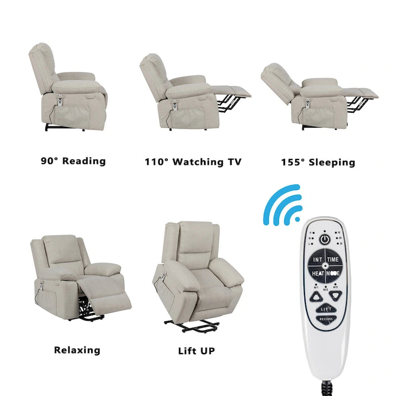 Fauteuil inclinable électrique releveur avec massage