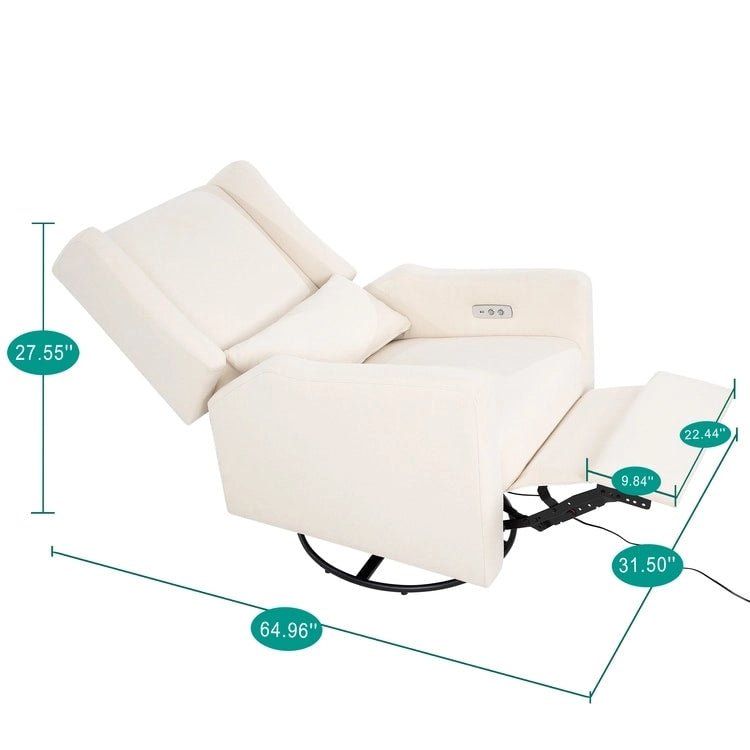 Fauteuil inclinable motorisé de luxe Tanya avec fonction pivotante et basculante, fauteuil inclinable de salon rembourré avec support lombaire