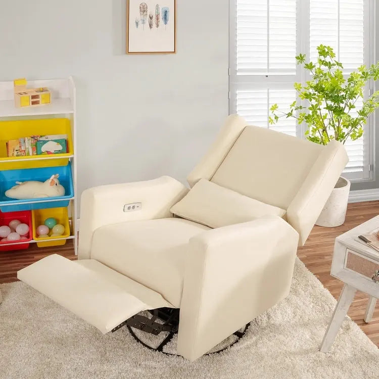 Fauteuil inclinable motorisé de luxe Tanya avec fonction pivotante et basculante, fauteuil inclinable de salon rembourré avec support lombaire