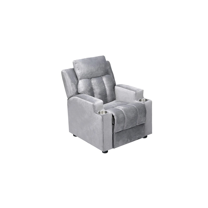 Fauteuil inclinable de luxe pour enfants avec repose-pieds, appuie-tête et 2 porte-gobelets, en microfibre, pour les enfants de 3 ans et plus