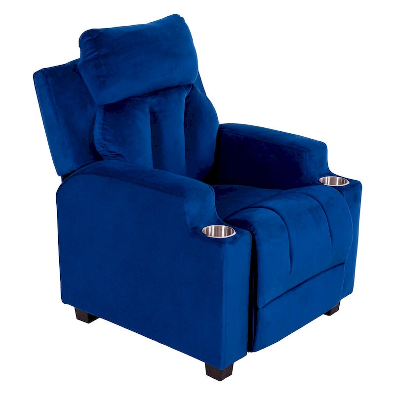 Fauteuil inclinable de luxe pour enfants avec repose-pieds, appuie-tête et 2 porte-gobelets, en microfibre, pour les enfants de 3 ans et plus