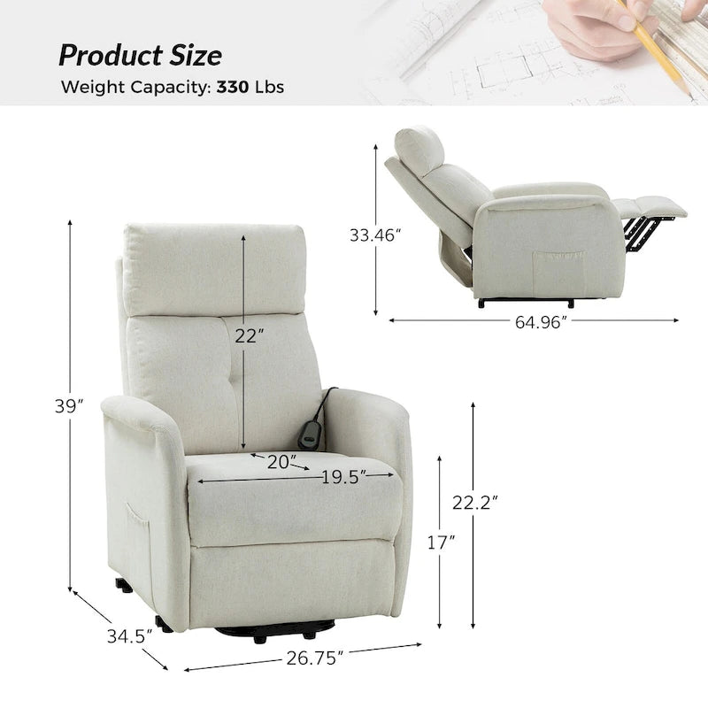 Fauteuil inclinable Elisa Power avec assistance à distance, ensemble de 2, avec base en métal