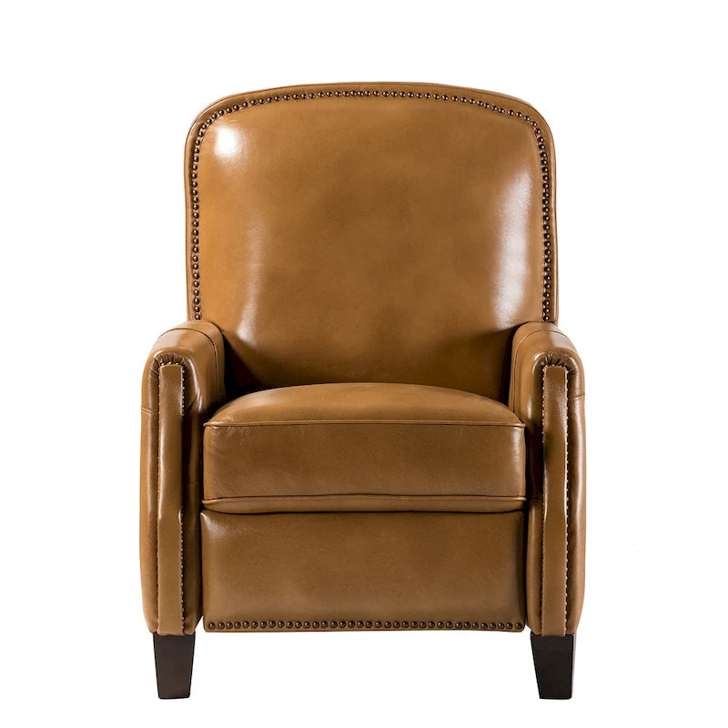 Fauteuil inclinable en cuir véritable Gladis Modern Retro avec garniture cloutée par HULALA HOME