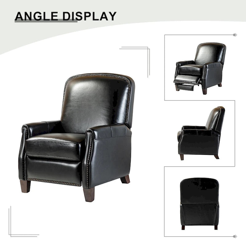 Fauteuil inclinable en cuir véritable Gladis Modern Retro avec garniture cloutée par HULALA HOME