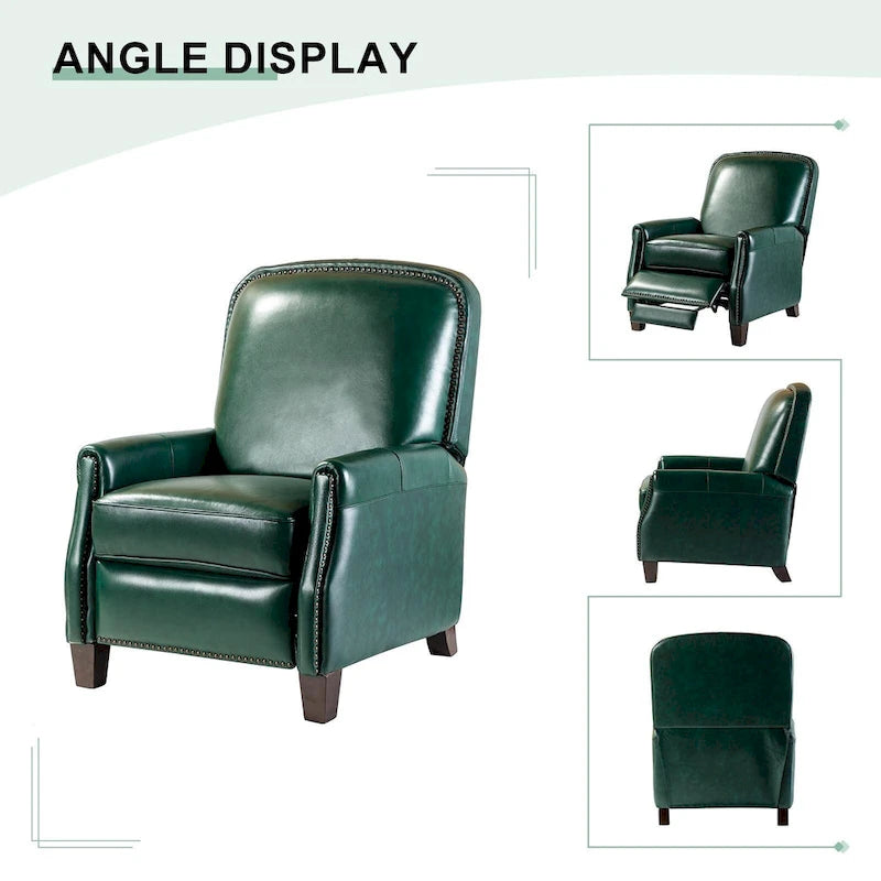 Fauteuil inclinable en cuir véritable Gladis Modern Retro avec garniture cloutée par HULALA HOME
