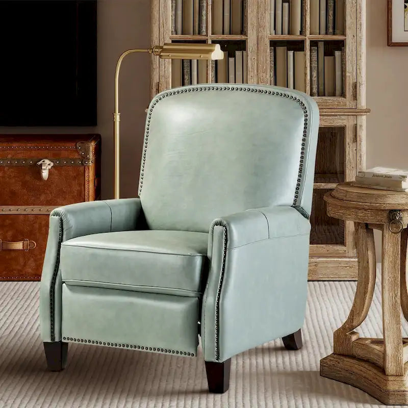 Fauteuil inclinable en cuir véritable Gladis Modern Retro avec garniture cloutée par HULALA HOME
