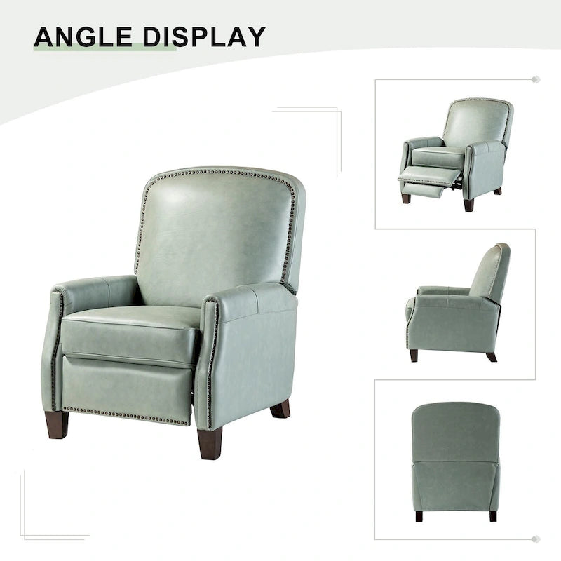 Fauteuil inclinable en cuir véritable Gladis Modern Retro avec garniture cloutée par HULALA HOME