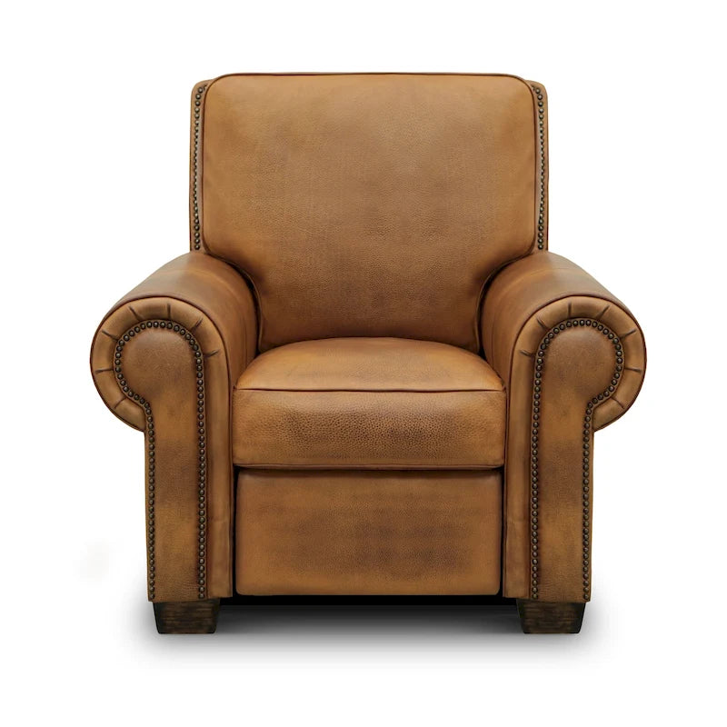 Fauteuil inclinable traditionnel en cuir pleine fleur vieilli à la main Valencia