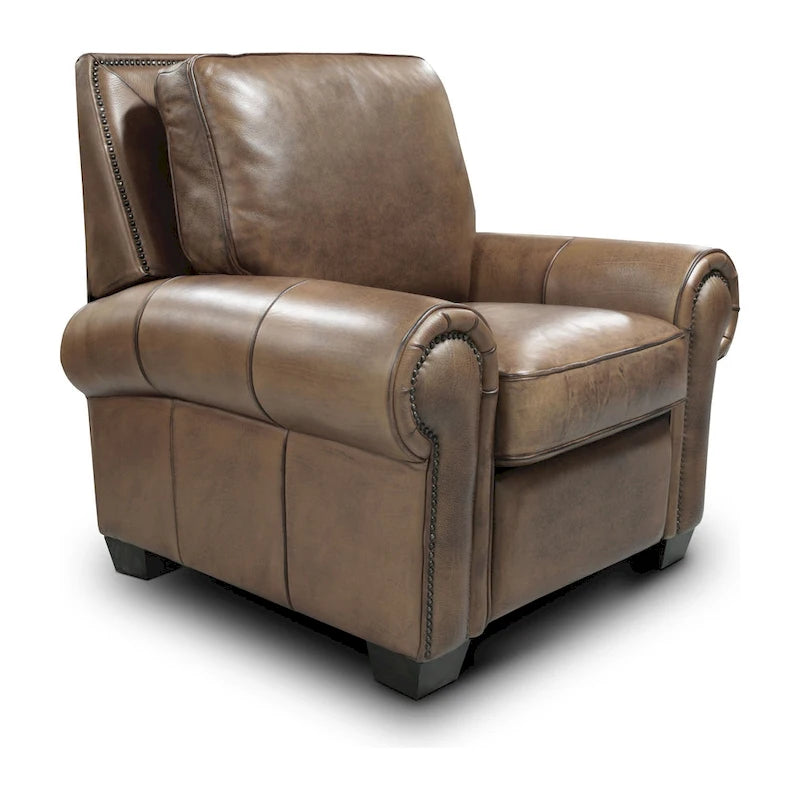 Fauteuil inclinable traditionnel en cuir pleine fleur vieilli à la main Valencia