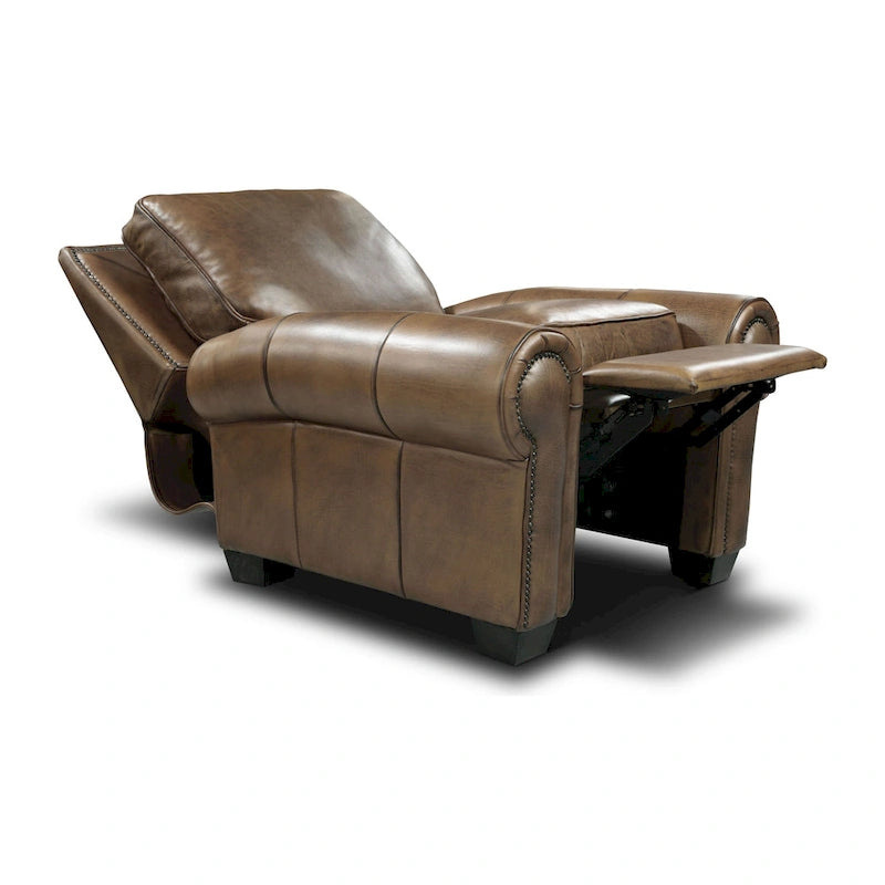 Fauteuil inclinable traditionnel en cuir pleine fleur vieilli à la main Valencia