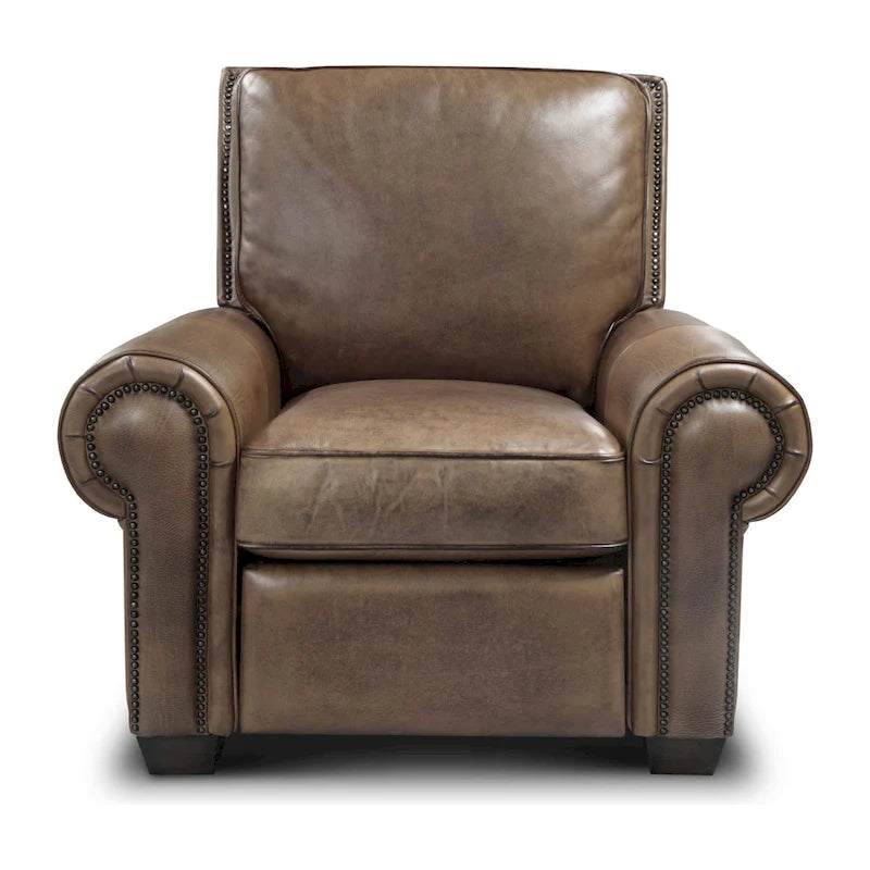 Fauteuil inclinable traditionnel en cuir pleine fleur vieilli à la main Valencia
