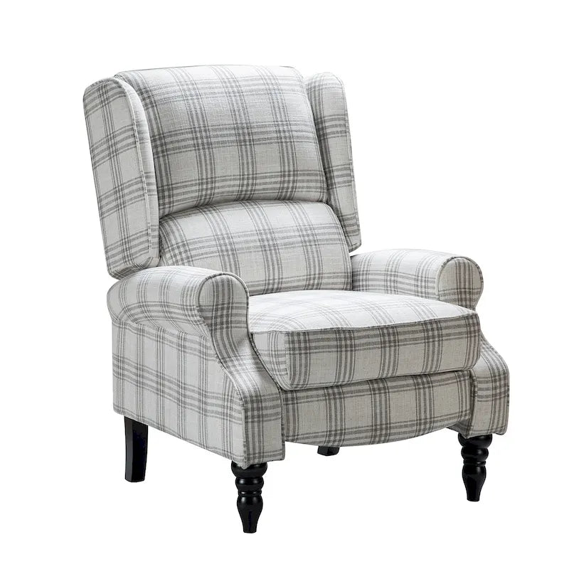 Fauteuil inclinable classique manuel à oreilles rembourré Olympus avec pieds en bois massif par HULALA HOME