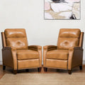Fauteuil inclinable Gaspar Mid-Century Modern en cuir véritable avec pieds en bois - Lot de 2 par HULALA HOME
