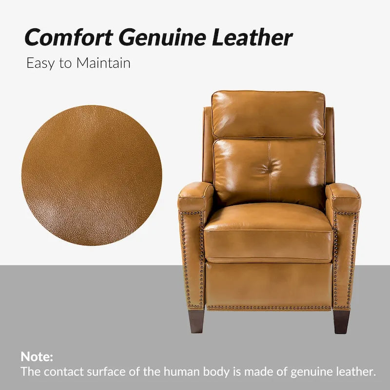 Fauteuil inclinable Gaspar Mid-Century Modern en cuir véritable avec pieds en bois - Lot de 2 par HULALA HOME
