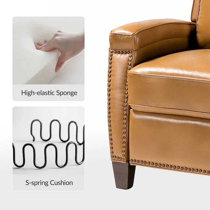 Fauteuil inclinable Gaspar Mid-Century Modern en cuir véritable avec pieds en bois - Lot de 2 par HULALA HOME