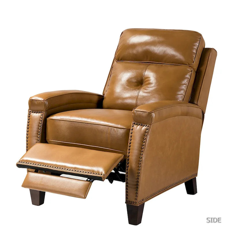Fauteuil inclinable Gaspar Mid-Century Modern en cuir véritable avec pieds en bois - Lot de 2 par HULALA HOME