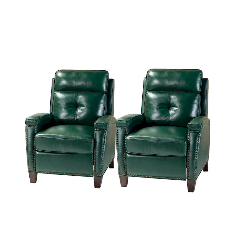 Fauteuil inclinable Gaspar Mid-Century Modern en cuir véritable avec pieds en bois - Lot de 2 par HULALA HOME