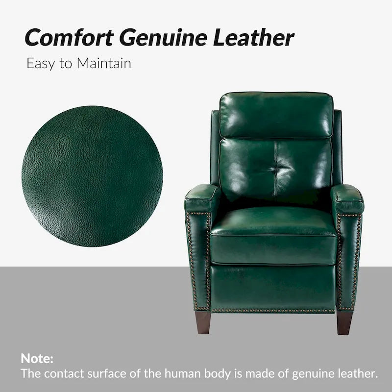 Fauteuil inclinable Gaspar Mid-Century Modern en cuir véritable avec pieds en bois - Lot de 2 par HULALA HOME