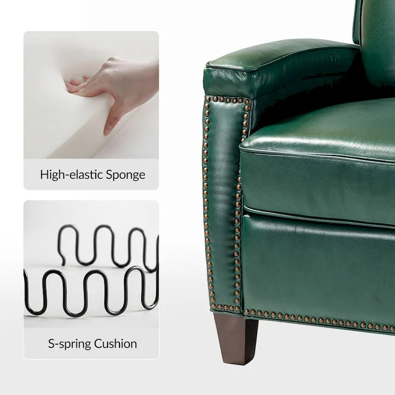 Fauteuil inclinable Gaspar Mid-Century Modern en cuir véritable avec pieds en bois - Lot de 2 par HULALA HOME