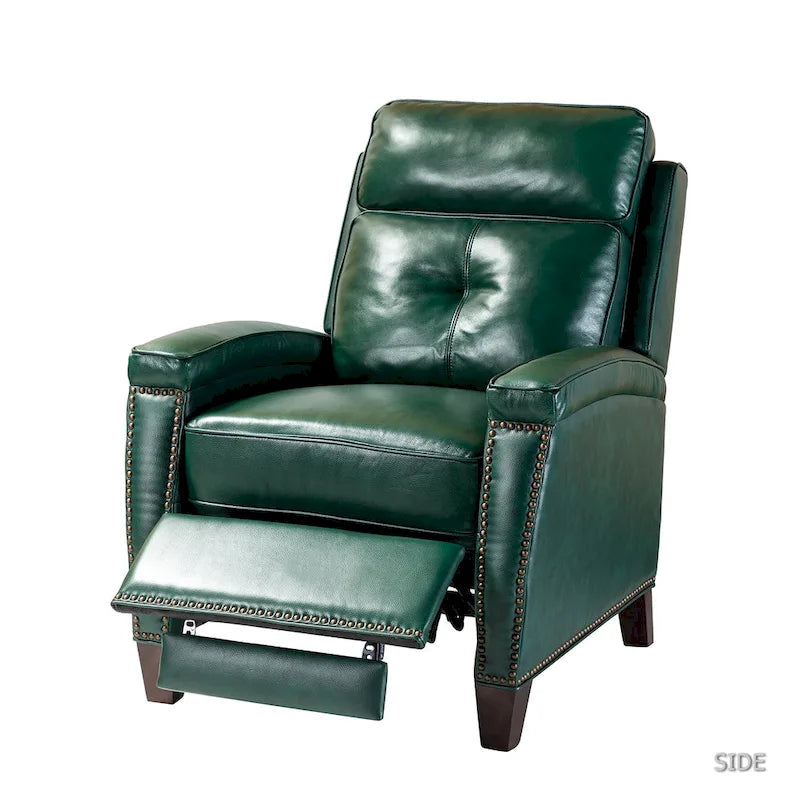 Fauteuil inclinable Gaspar Mid-Century Modern en cuir véritable avec pieds en bois - Lot de 2 par HULALA HOME