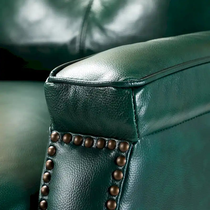Fauteuil inclinable Gaspar Mid-Century Modern en cuir véritable avec pieds en bois - Lot de 2 par HULALA HOME