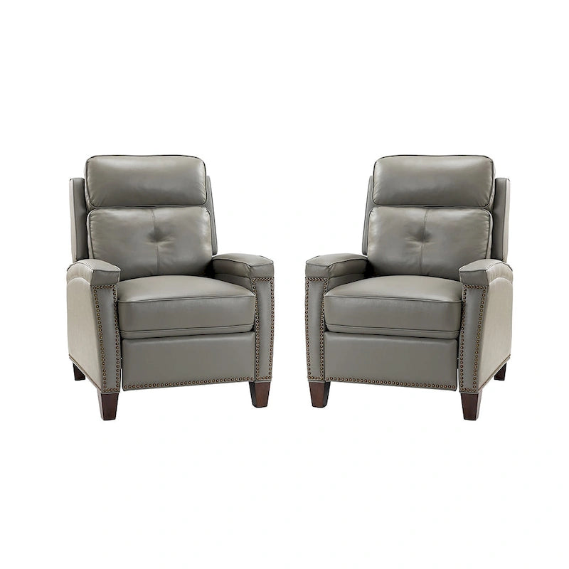 Fauteuil inclinable Gaspar Mid-Century Modern en cuir véritable avec pieds en bois - Lot de 2 par HULALA HOME