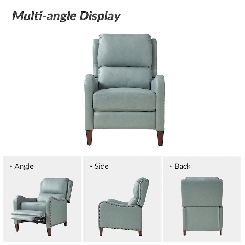 Fauteuil inclinable Brigida moderne en cuir véritable avec clous décoratifs et repose-pieds réglable (lot de 2) par HULALA HOME