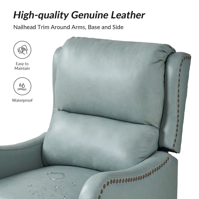 Fauteuil inclinable Brigida moderne en cuir véritable avec clous décoratifs et repose-pieds réglable (lot de 2) par HULALA HOME