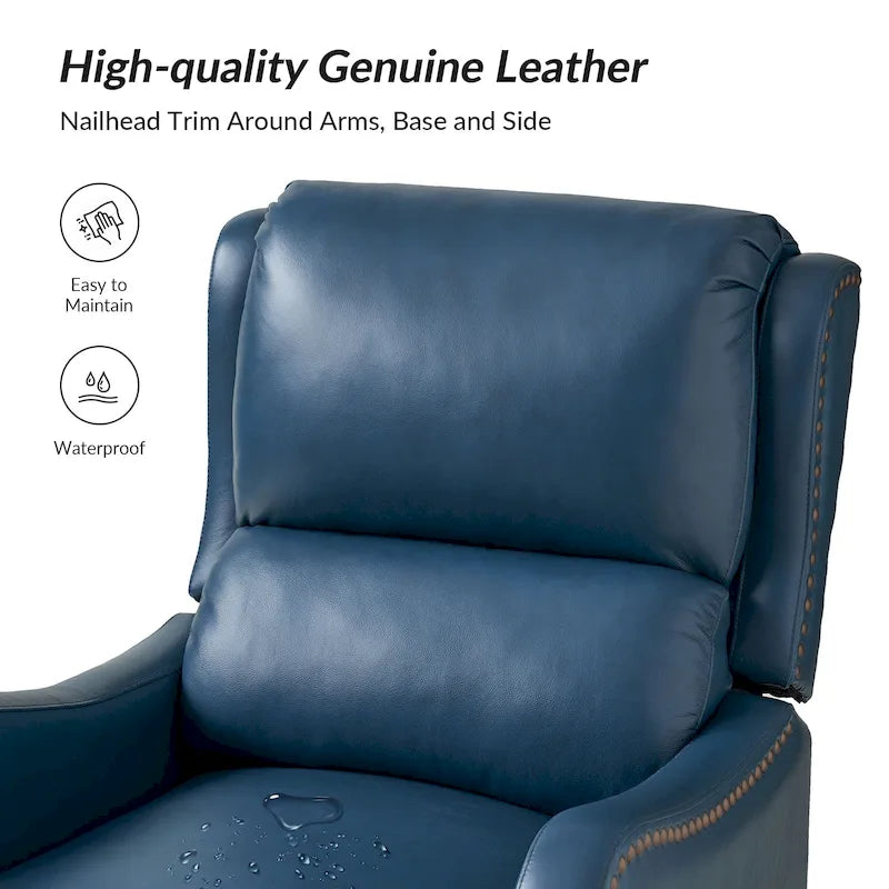 Fauteuil inclinable Brigida moderne en cuir véritable avec clous décoratifs et repose-pieds réglable (lot de 2) par HULALA HOME