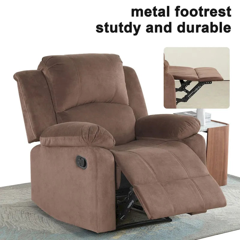 Fauteuil inclinable manuel Ebello, rembourré et doux, en tissu respirant et doux pour la peau