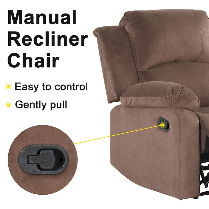 Fauteuil inclinable manuel Ebello, rembourré et doux, en tissu respirant et doux pour la peau
