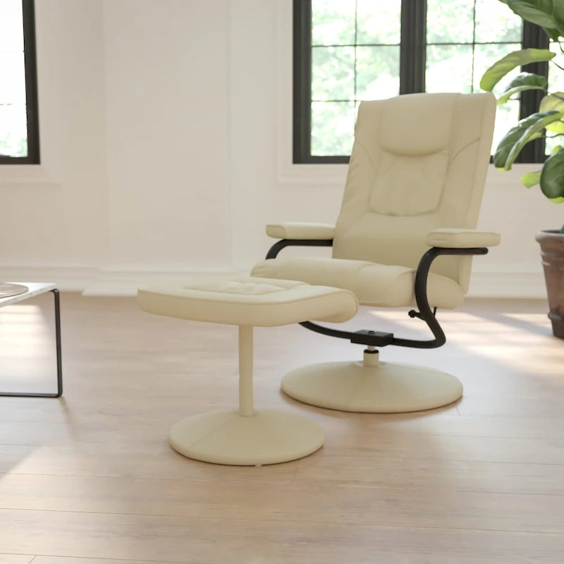 Fauteuil inclinable multiposition contemporain et pouf avec base enveloppée