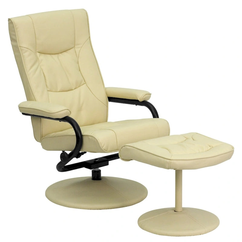 Fauteuil inclinable multiposition contemporain et pouf avec base enveloppée