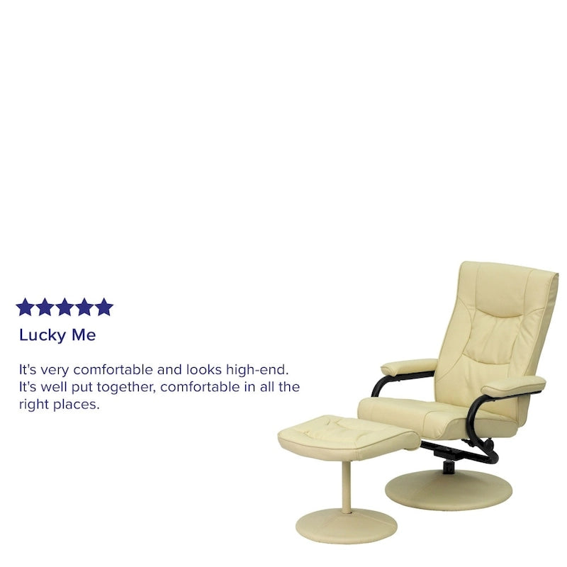 Fauteuil inclinable multiposition contemporain et pouf avec base enveloppée