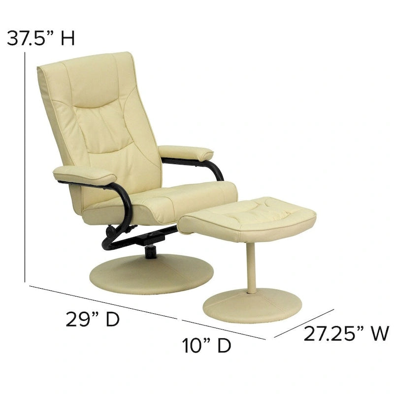 Fauteuil inclinable multiposition contemporain et pouf avec base enveloppée