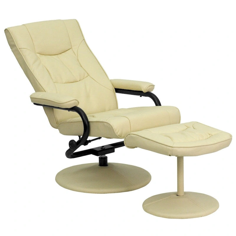 Fauteuil inclinable multiposition contemporain et pouf avec base enveloppée