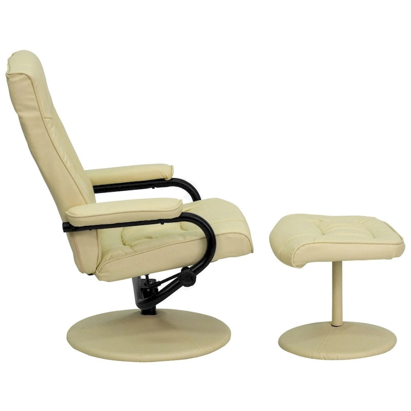 Fauteuil inclinable multiposition contemporain et pouf avec base enveloppée