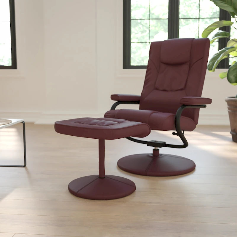 Fauteuil inclinable multiposition contemporain et pouf avec base enveloppée