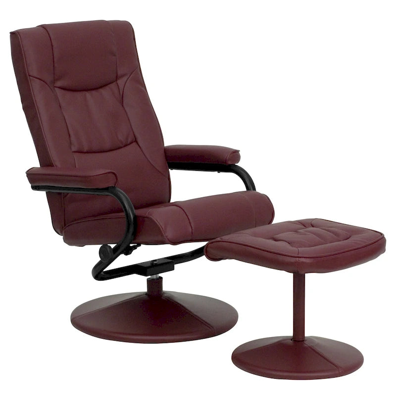 Fauteuil inclinable multiposition contemporain et pouf avec base enveloppée