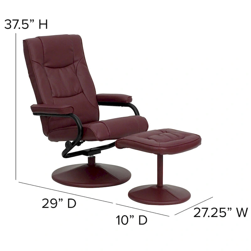 Fauteuil inclinable multiposition contemporain et pouf avec base enveloppée