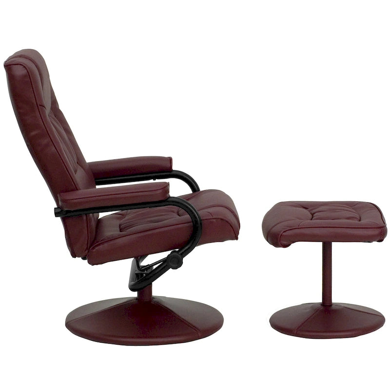 Fauteuil inclinable multiposition contemporain et pouf avec base enveloppée
