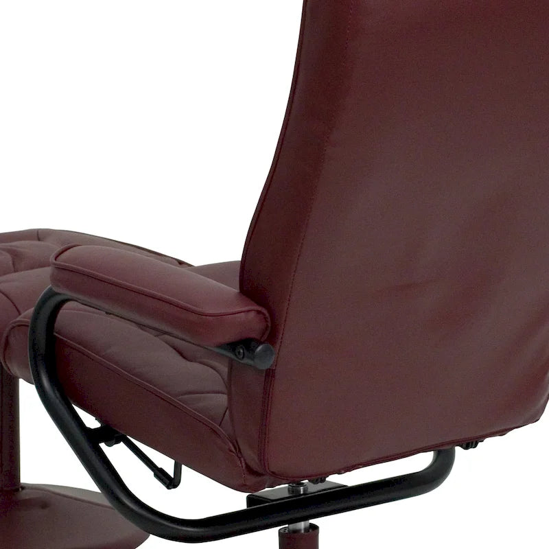 Fauteuil inclinable multiposition contemporain et pouf avec base enveloppée
