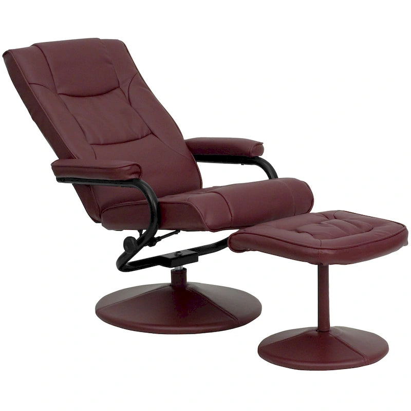Fauteuil inclinable multiposition contemporain et pouf avec base enveloppée