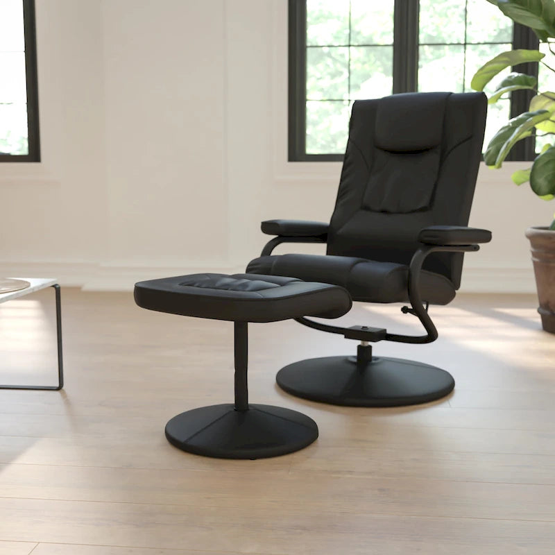 Fauteuil inclinable multiposition contemporain et pouf avec base enveloppée