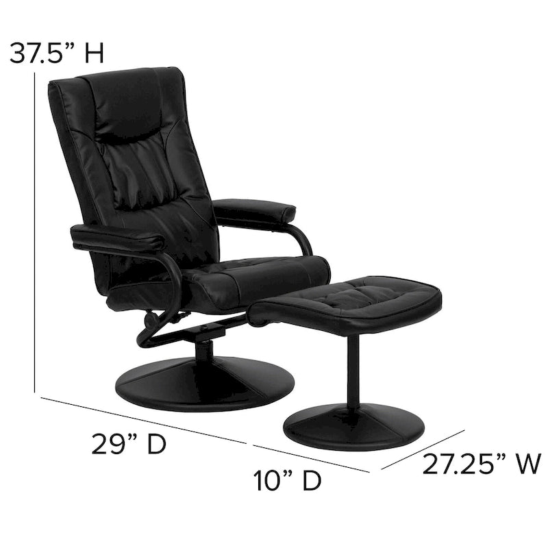 Fauteuil inclinable multiposition contemporain et pouf avec base enveloppée