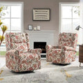 Fauteuil inclinable, pivotant et basculant manuel Leopold Transitional Floral Print avec garniture cloutée (lot de 2) par HULALA HOME