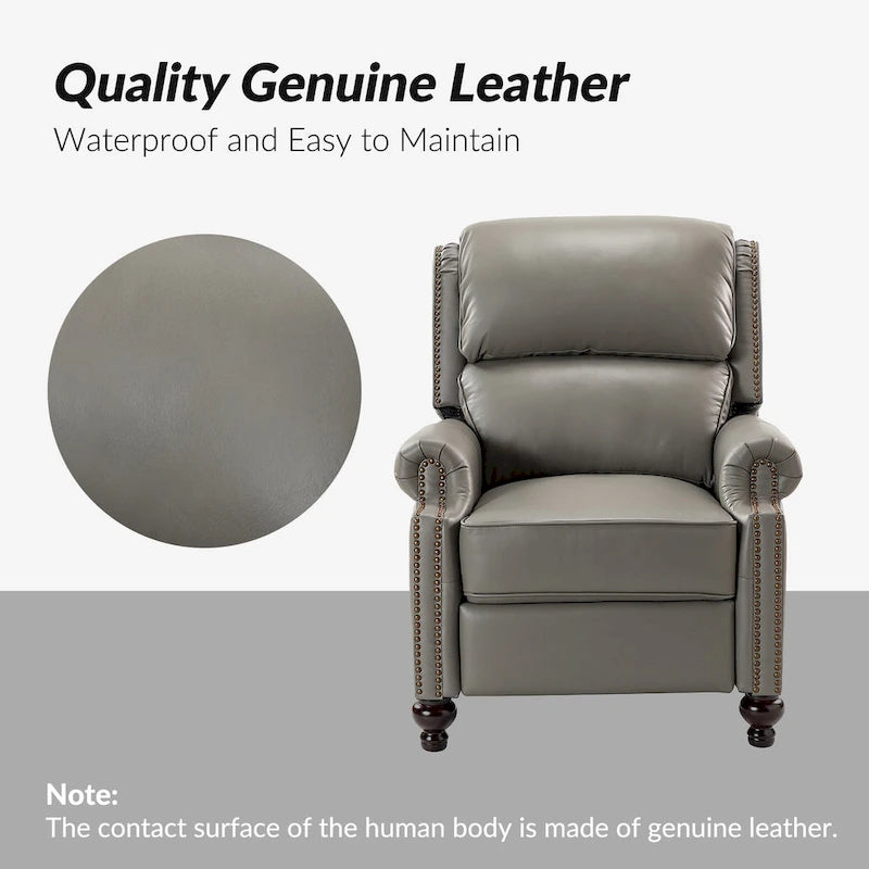 Fauteuil inclinable en cuir véritable style Mid-Century Gabriela avec garniture cloutée (lot de 2) par HULALA HOME